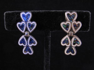 Margot de Taxco blue enamel heart earrings